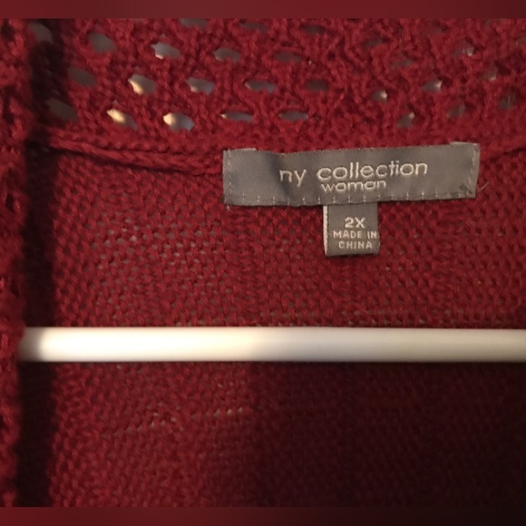Women's Maroon Long Cardigan by NY Collection Size 2X - Picture 2 of 3
